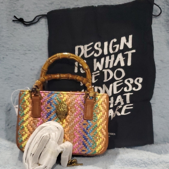 Kurt Geiger Kensington Tan and Pastel Woven Multi Colored Mini Bag - Picture 7 of 15
